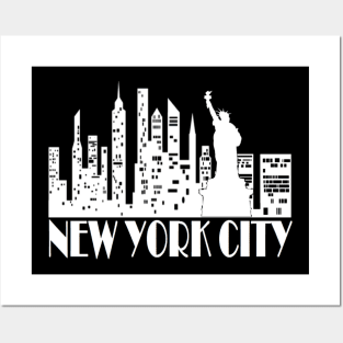 New York City Skyline - WHITE Posters and Art